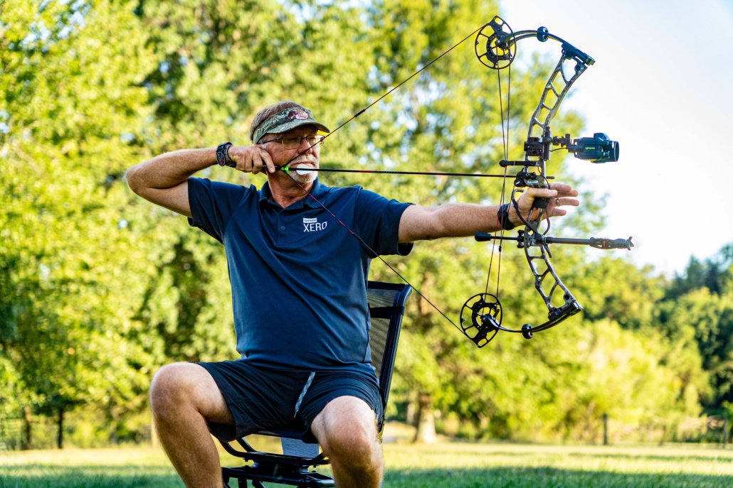 Man aiming with the Garmin Xero Bow Sight