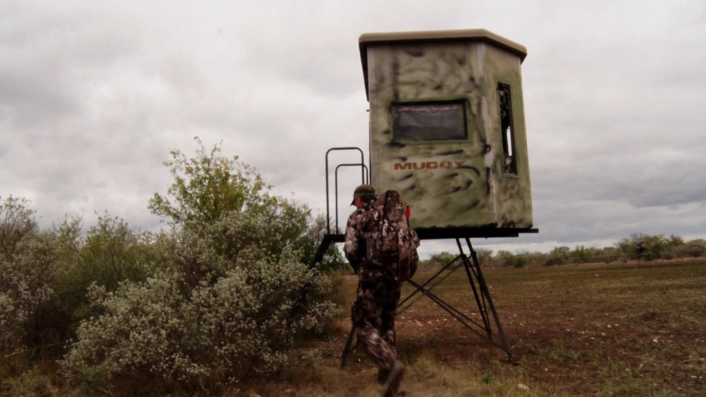 Hunter walking to blind on private land